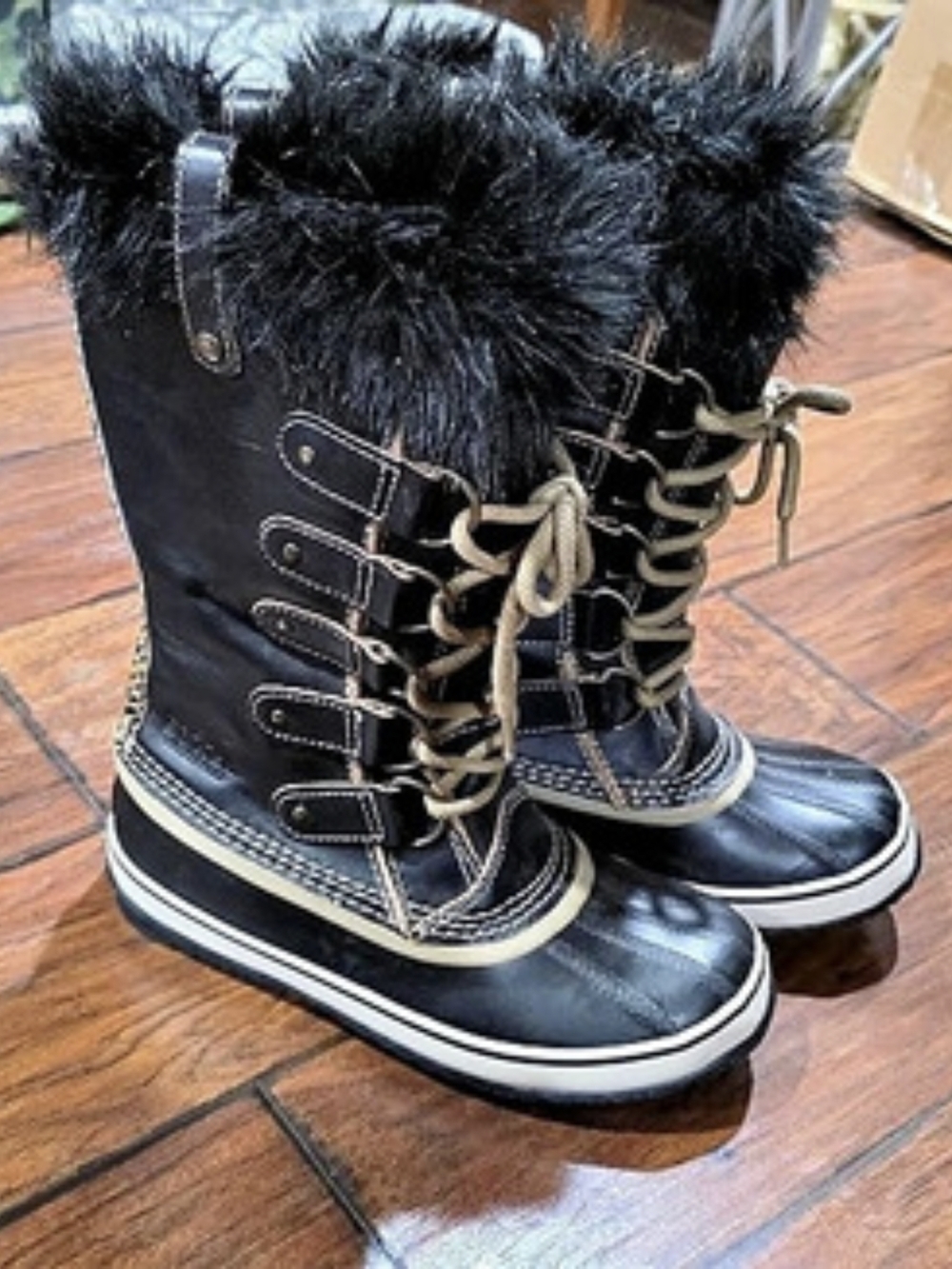 Sorel Joan of Arctic Waterproof Boot Winter Boots Black & White US 8.5